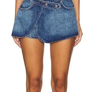 We The Free Blue Denim Skort